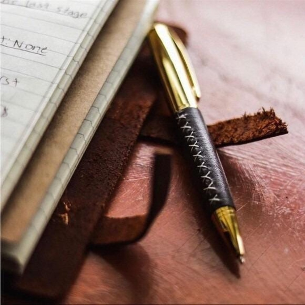 100% Genuine Leather Notebook Journal Gift Set Fountain Pen Brown 5x7in Gift Box - Picture 10 of 12